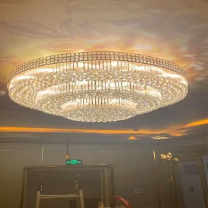 High Quality Modern IP44 LED Iron & Crystal Ceiling Lamp From Guangdong Zhongshan