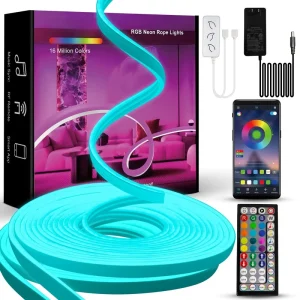 High Quality RGB Neon LED Light Strip Kits with USB Connectivity Voice Control and Dimmer Kits Plastic Body