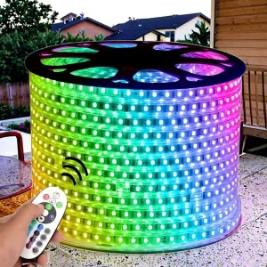 High Voltage 110V 220V Outdoor Waterproof RGB LED Light Bar Light Gradient Colorful 5050 PVC IP65 Remote Control Led Strip