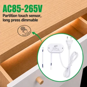 High-Voltage 220V/110V LED Strip Light Touch Sensor Switch, 1A/3A Hidden Surface Wood Sensor