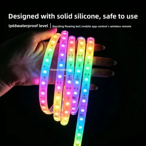 High-Voltage RGB LED Strip 220V 5050 60 LEDs Dynamic Multicolor Running-Light Effect Outdoor Waterproof