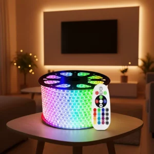 High-Voltage RGB LED Strip Light IP65 Waterproof PVC CRI80 SMD Dimmable Flexible