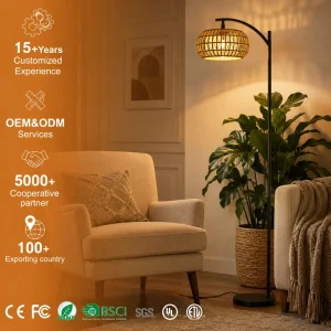 High end Iron LED Floor Lamp Adjustable Height American Vintage Style Dimmable for Living Room Study Bedroom Bedside Ambient