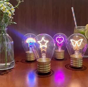 Holiday Decor LED Filament Bulb 5V Charging Bulb 0.3W Creative Home Decor Nightlight USB Retro Heart FMT DEC