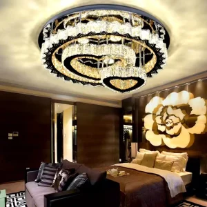 Home Decorate Fancy Ceiling Light Surface Mounted Chandelier Flower Shape Led Crystal Celling Lamp