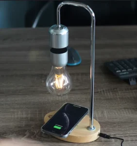 Home Decoration Magnetic LED Bedside Desk Table Lamp Levitating Bulb Lamp with Wireless Charger