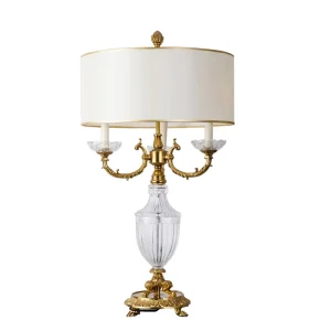 Home Decoration Table Decor Table Lamp Desk Lamp LED White Room Lighting Crystal and Brass Antique French Luxury Bronze AC 80