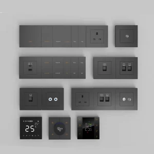Home Hotel Room 1/2/3 Gang Black Power Light Panel KNX Smart Push Button Wall Switch