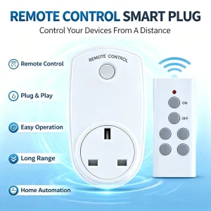 Home Power Socket Switch Outlet with Remote Control UK Plug Wireless RF433 Distance 30m