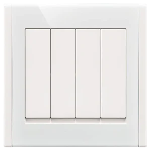 Home Switch White 16A 250V 86x86mm 4 Gang 2 Way Light Electric Wall Switch Fire-Resistant PC IP20 NFC