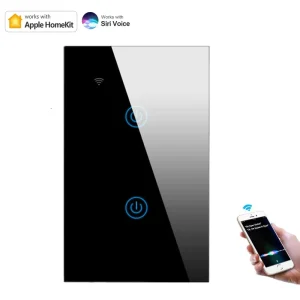 Homekit 2 Gang Smart Wireless Wifi Light Switch Smart Touch Wall Switch