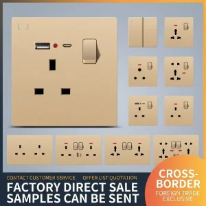 Hong Kong Macao 13A Wall Socket Child Safety Door Switch Panel British Standard Wall Switch Socket