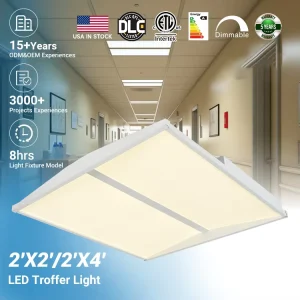 Hospital Office Adjustable Recessed Mounted Steel Sheet 24w 30w 35w 40w 50w Led Panel Troffer Light