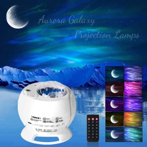 Hot Sales Aurora Star Projector with BT Speaker USB Rechargeable Dynamic Water Ripple & Moonlight Night Light for Kid Bedroom