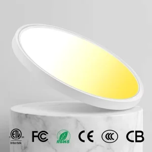 Hot Selling 15.8″ LED Flush Mount Ceiling Light Dimmable Slim Panel Light Fixture for Kitchen Bedroom & Bathroom Modern White