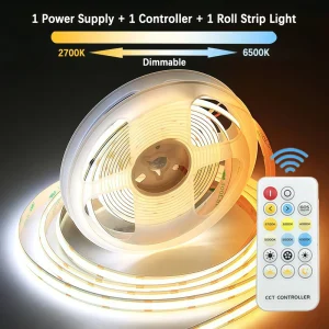 Hot Selling CCT Two Color Change 2700k to 6500k CRI 90 Adjustable Flexible COB Led Strip Light