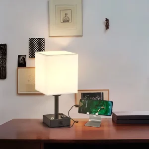 Hotel Bedroom Bedside LED Desk Light Nordic Decor Decorative Living Room Modern LED Table Lamp for Home With AC Outlet USB C