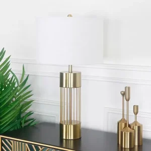 Hotel Bedside Lamp Bedroom Decor Lighting Desk Lamp Modern Gold Base White Lampshade E27 Table Lamp