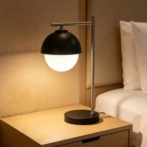 Hotel Courtyard Guest Room Lighting Plug in Nightstand Lamp Desk Light Globe Lampshade Table Lamp