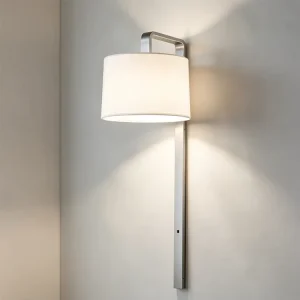 Hotel Light Fixture Vertical Wall Mounted Light Round Linen Shape Hotel Bedside Wall Lamp