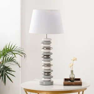 Hotel Living Roomled Table Lamp Decor Simple Desk Light Creative Design Grey Ceramic Stone Table Lamp