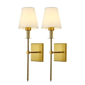 Hotel Luxury Modern Brass Wall Lamp Living Room Bedside Decorative Indoor Fabric Shade Wall Lamp