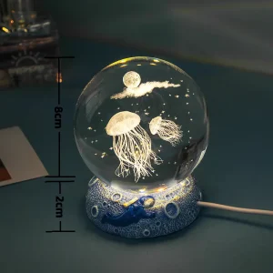 Howlighting 3D Art Crystal Ball Night Light K9 Color Changing Ocean Animal Design Plug In Modern LED Lamp with Resin Base