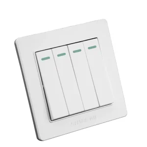 IP20 White PC Wall Switch Socket 86 x 86mm 4 Gang 2 Way 250V 16A UK