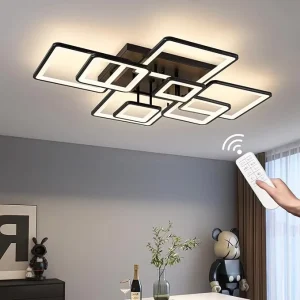 IP44 Metal Dimmable LED Flush-Mount Ceiling Light, Black, Switch Control