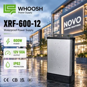 IP62 Waterproof 600W LED Driver 12V 50A AC 180-264V Transformer for Advertising Light Box and Outdoor Channel Letter Signage