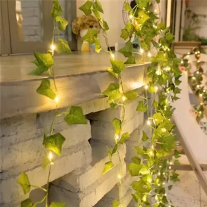 IP65 LED String Garden Lights 10m Fairy Line Green Leaf Garland Style Indoor Outdoor Use Warm White Color Decorative Lighting