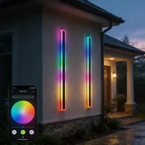 IP65 Outdoor RGBW AC 110V-220V Adjustable Brightness Long Strip LED Wall Lamp Iron WiFi
