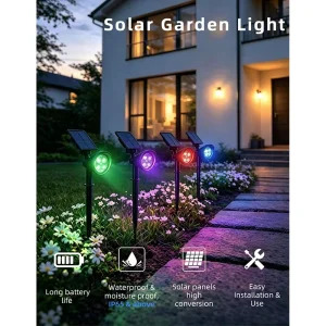 IP65 Rated Solar Powered Water Resistant Rechargeable Spotlights & Garden Lights with Multiple Colors Available
