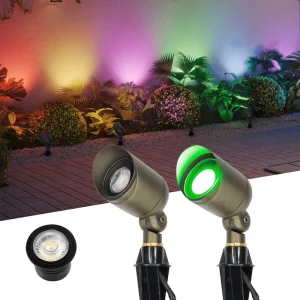 IP65 Waterproof 24V 6W Brass COB RGBW Smart WiFi App-Controlled Garden Landscape Light
