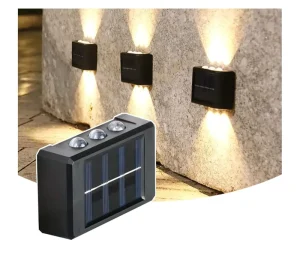 IP65 Waterproof 6 LED Solar Wall Lamp Outdoor Warm White up & Down Dusk to Dawn Lighting for Garden Solar Light