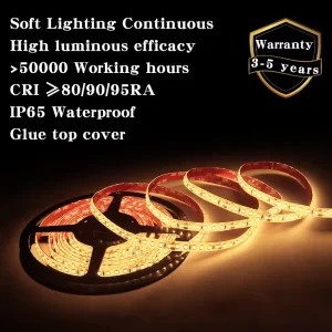 IP65 Waterproof Flexible LED Strip 2700K 3000K 4000K 6500K 2835 Tape Light 24V 12V 120 LEDs Customizable Size and Color for Signage
