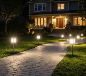 IP65 Waterproof Lithium Battery Solar Landscape Light 3 Colors Solar Garden Light with Motion Sensor and Type C for Outdoor Lawn