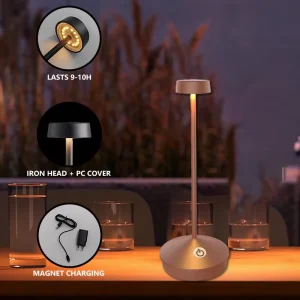 IP65 Waterproof Modern Nordic Aluminum LED Night Lights Touch Dimmable Cordless Portable Rechargeable Long Lifespan Table Lamp