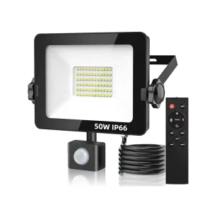 IP66 Outdoor Security PIR Motion Sensor LED Flood Light 50W 4500lm with Remote Control