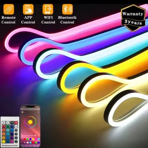 IP67 Smart RGB Neon LED Strip Lights 12V 24V CE RoHS Custom Neon Tube Size Length WiFi Remote and APP Control