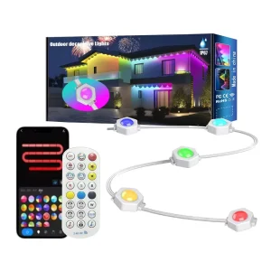 IP67 Waterproof 100FT RGBCW Smart LED Strip Lights for Outdoor Eaves with App Control