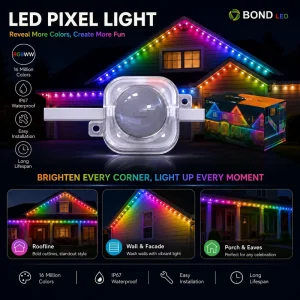 IP67 Waterproof RGB Permanent Outdoor LED Pixel Point Lights with App Control for Eave Soffit Christmas Lighting