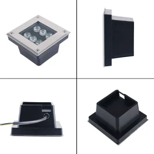IP67 Waterproof Stainless Steel LED Underground Light 4W Square Recessed CRI90 3-Year Warranty Commercial Plaza Garden Landscape