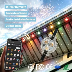 IP68 Outdoor Permanent RGBW Pixel Point Light 12V 24V 36V UCS2904 Eave Track Light App Controlled