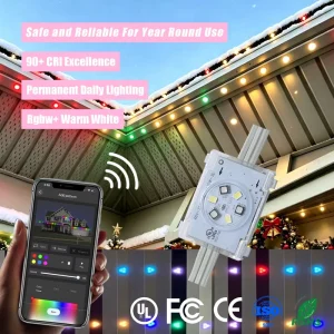 IP68 Outdoor Permanent Track Point Light Source 48V Smart App Controller Rgbw Christmas Decoration Lighting for Residential
