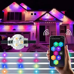 IP68 RGBW Smart-Controlled 100 Ft Outdoor Christmas Pixel LED Lights with Permanent Installation