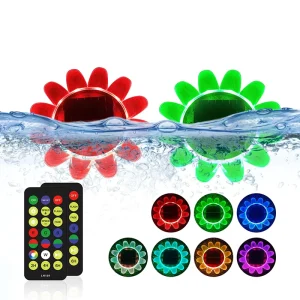 IP68 Waterproof ABS Solar Swimming Pool Lights 12 SMD5050 LEDs RF Remote Control Dimmable 3 Year Warranty for Garden Pool