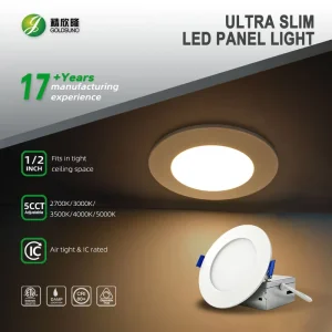 In Stock 4Inch 5CCT Slim Panel Light ETL Energy Star LED Pot Lighting Dimmable Recessed Downlight Canless Light