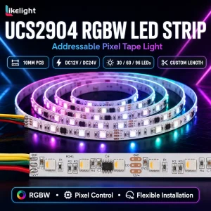 Individually Addressable RGBW Tunable White Programmable UCS2904 SMD5050 30 60 96LEDs m 10mm DC12V DC24V LED Strip Light OEM
