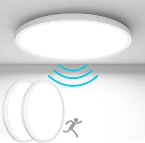 Indoor 9-Inch IP44 LED Motion Sensor Ceiling Light, Low Profile, for Closet, Basement, Garage, and Pantry